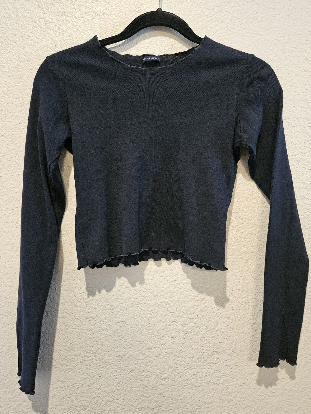 Brandy Melville Long Sleeve Lettuce Edge Hem Baby Tee OS